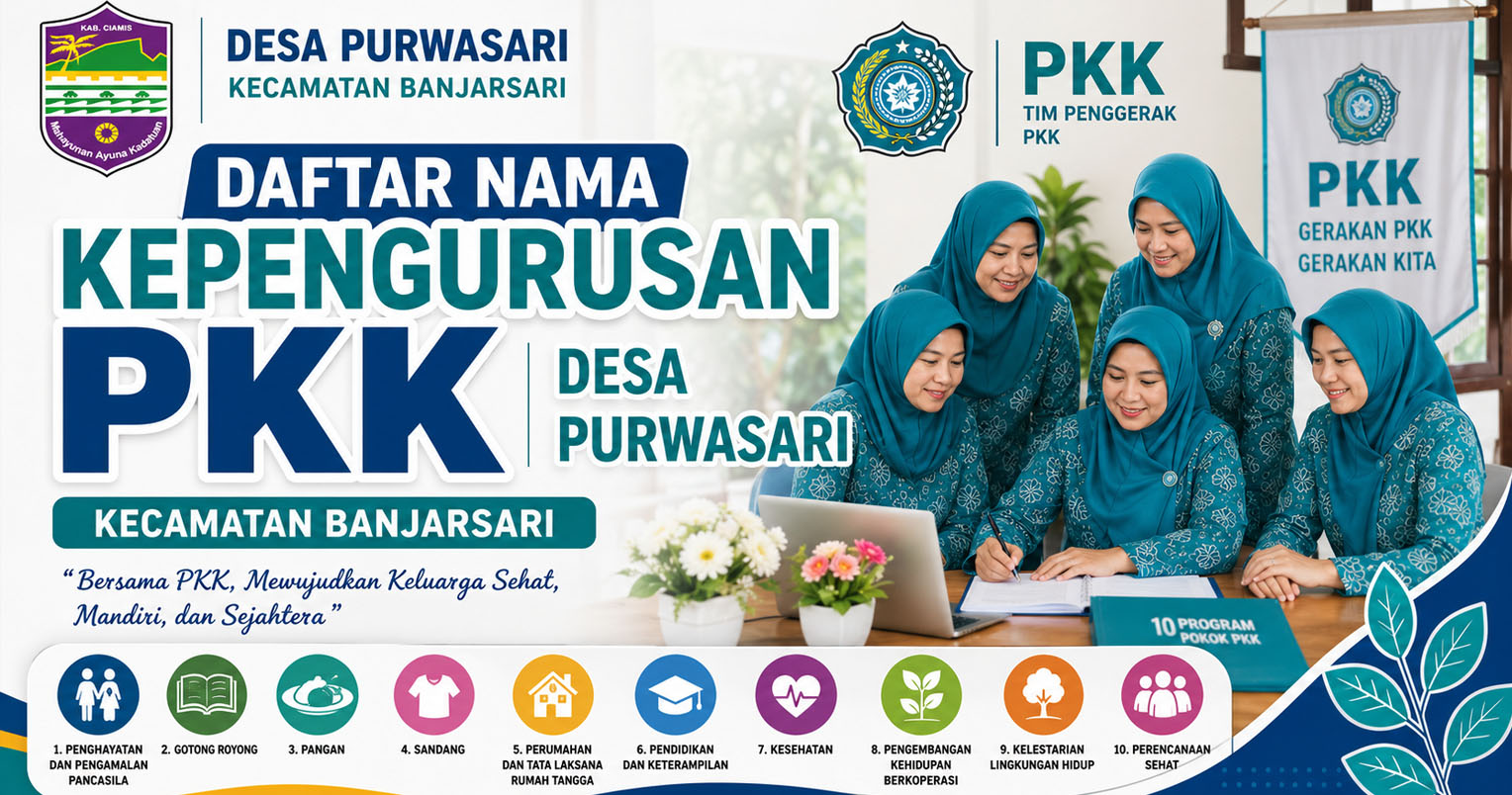Daftar  Nama Kepengurusan Tim Penggerak PKK Desa Purwasari